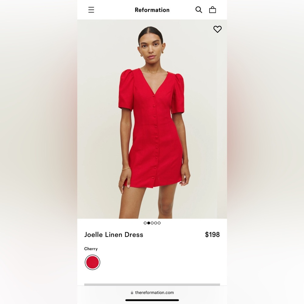 NWOT Reformation Joelle linen dress in cherry